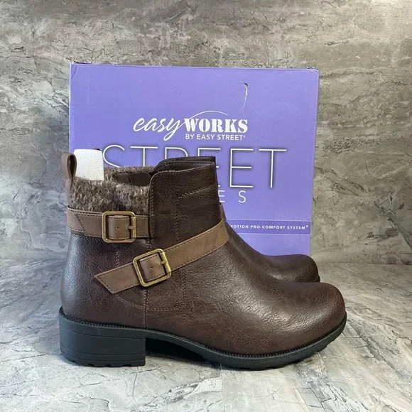 Easy Street Women's Kourt Slip Resistant Ankle Boots Brown - Picture 4 of 4
